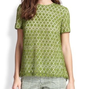 Tory Burch Green Crochet Linda Top